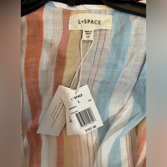 NWT $162 L*Space Kristy Dress Large Tie Soft Striped - Picture 6 of 7